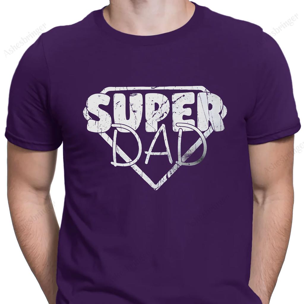 Super Dad Graphic Novelty Crew Neck Fathers Day T Shirt Funny Dad Gift Tee Street Casual Style Tops for Men and Women
