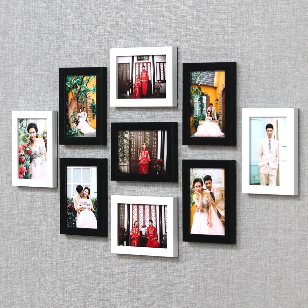 

7-дюймовый минималистичный современный набор настенных фоторамок с девятью ячейками – декор для гостиной без гвоздей 7-inch, 9 frames
