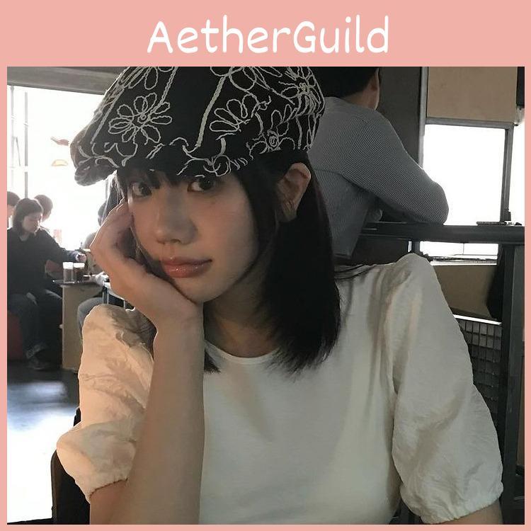 Style Trendy Korean Retro Floral Embroidered Beret Hat For Seasons All