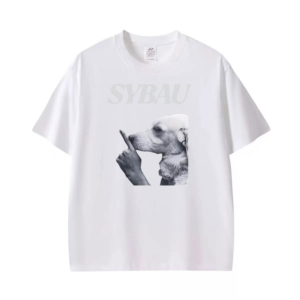 Funny Sybau Dog Shush Meme Graphic T Shirt Unisex Unisex Summer Harajuku Fashion Tshirts Oversized Loose Casual 100 Cotton Tshirt