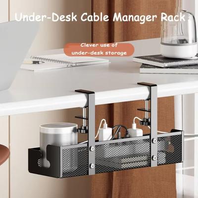 Geen boor Kabelmanagement Tray Koolstofstaal Bureau Draad Organizers Nieuw Onder Tafel Opbergrek
