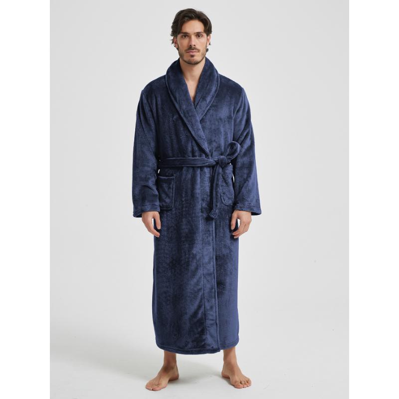 მამაკაცის შალის საყელოთი ფლანელის ხალათები, სრული სიგრძის ფლისის აბაზანის ხალათები, რბილი სპა სახლის ხალათი ჯიბეებით, ფუმფულა სპა ხალათები მამაკაცებისთვის, ზამთრის მყუდრო თბილი სპა გრძელი ხალათი