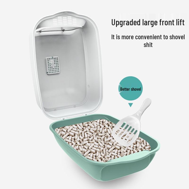 Fully Enclosed Oversized Deodorizing Cat Litter Box - Anti-Splash Design for Small Kittens