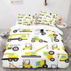 Cartoon Engineering Vehicle Childrens Duvet Cover Set Tractor Truck Quilt Cover Modern Bed Set For Kid Boy Polyester Bedding Set