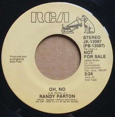 7inch Record RANDY PARTON - Oh, No JK13087PROMO RCA Victor 1982 US Folk Used