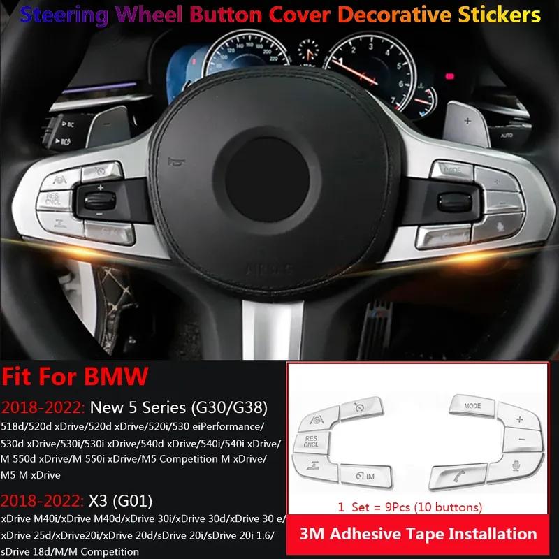 Chrome Car Steering Wheel Switch Button Cover Trim For BMW 5 X3 G30 G38 G01 2018- Interior Inner Auto Para Sticker Carro Set