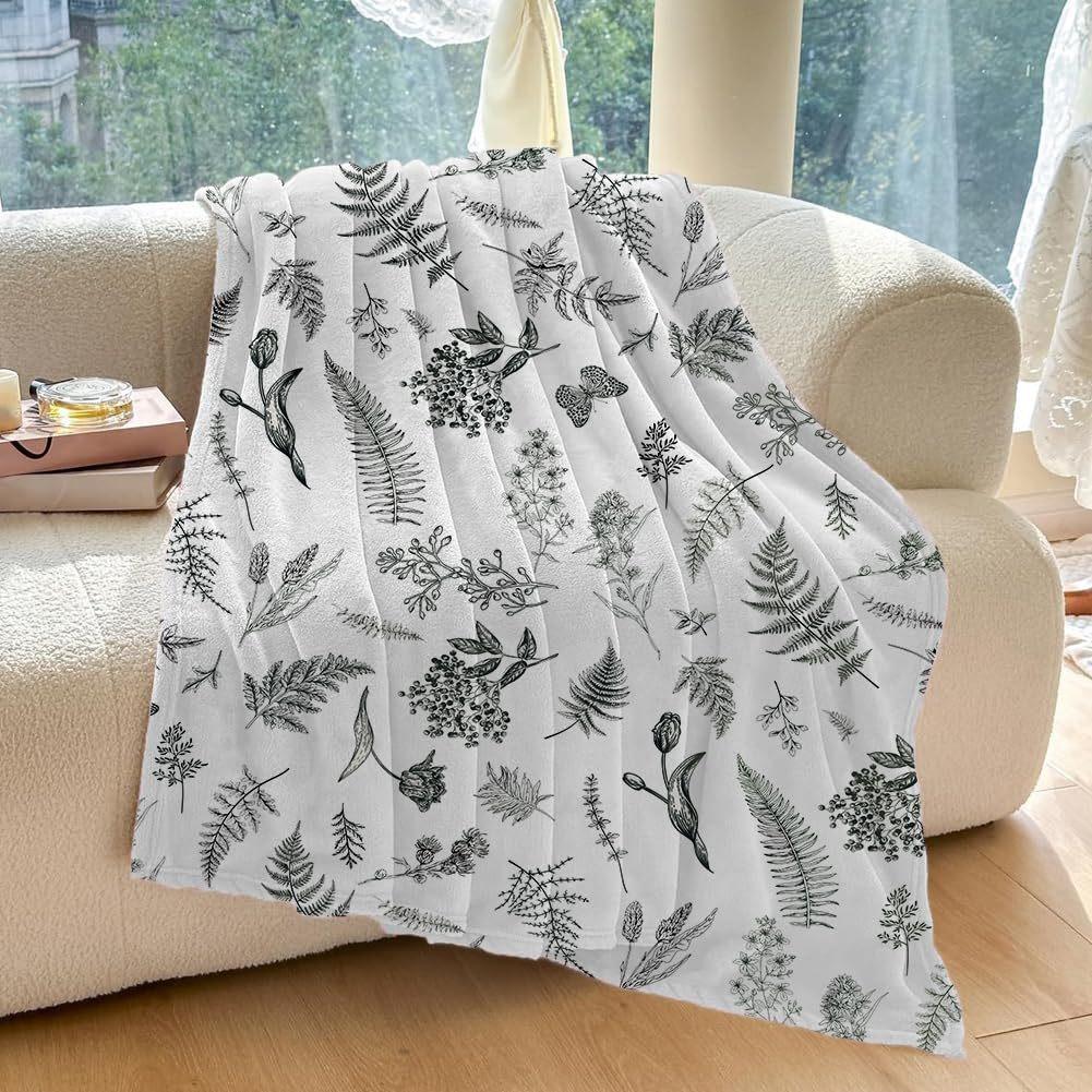 Retro Butterfly Flowers Printed Blanket for Sofa Bed Travel Camping Living Room Office Conditioning Blanket