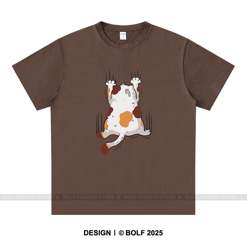 Kawaii Katt Herr T-shirt 100% Bomull Oversize Chibi Kattunge Grafiska T-shirts för Män Söt Djurälskare Japansk Streetwear