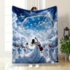 "Angelic Orchestra Under Sky Clock" Patterned Flannel Blanket Perfect for the Bedroom Living Room, Sofa, or a Little Nap