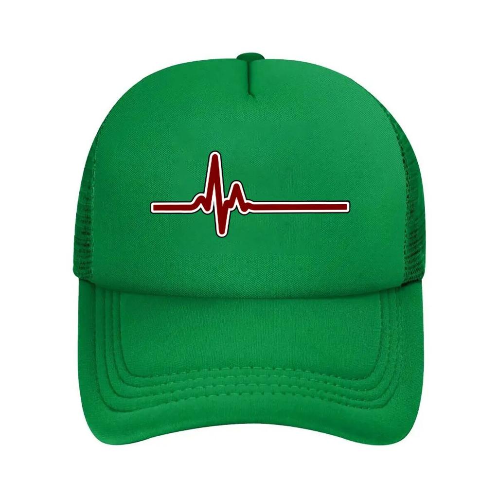 Red Heartbeat Art Graphic Mesh Baseball Cap Casual Hat Outdoor For Womens Unisex FeUnisex