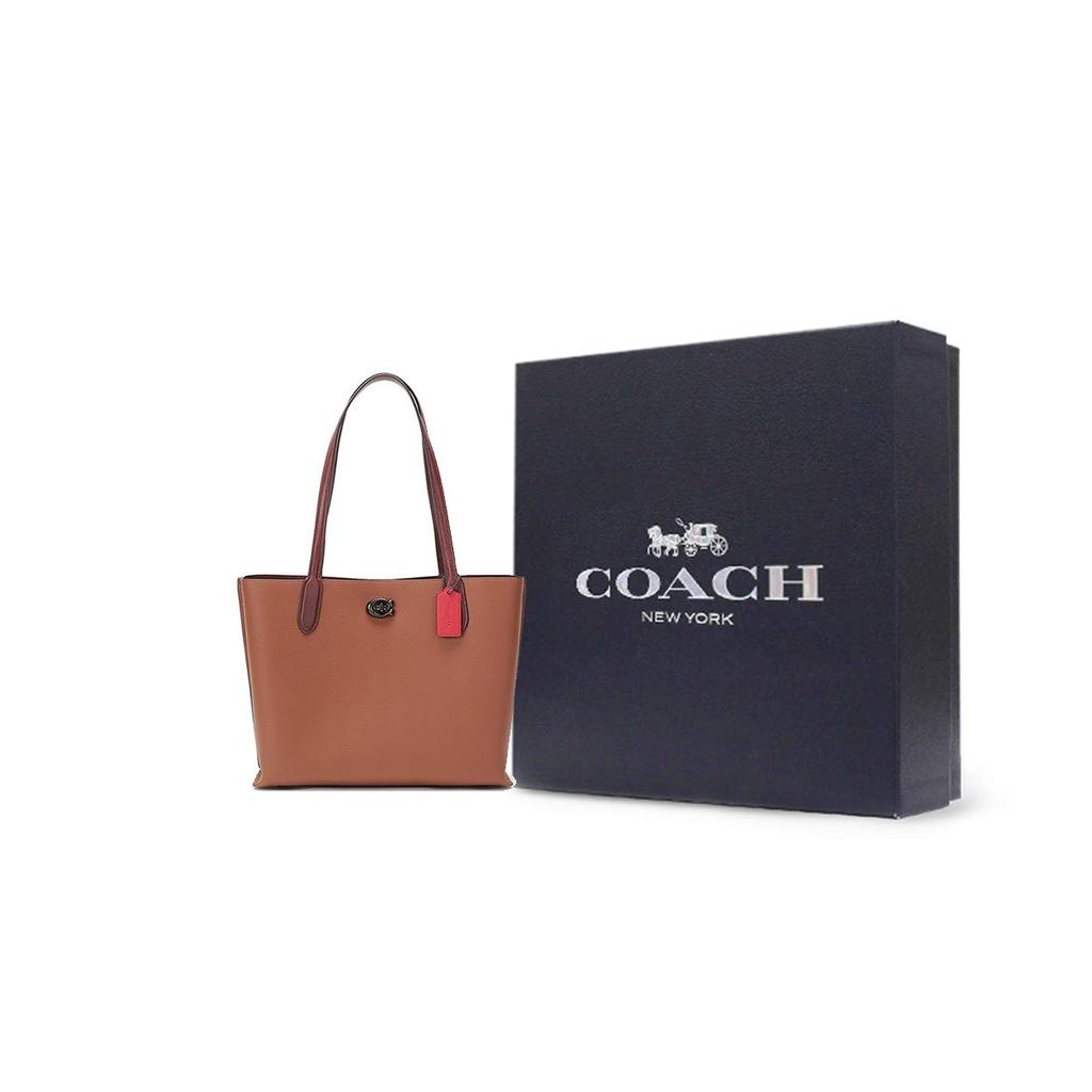 COACH Willow Leather Tote Bag, Shopping Bag, Shoulder Bag Large Women's Saddles Brown C0692-V5MBV