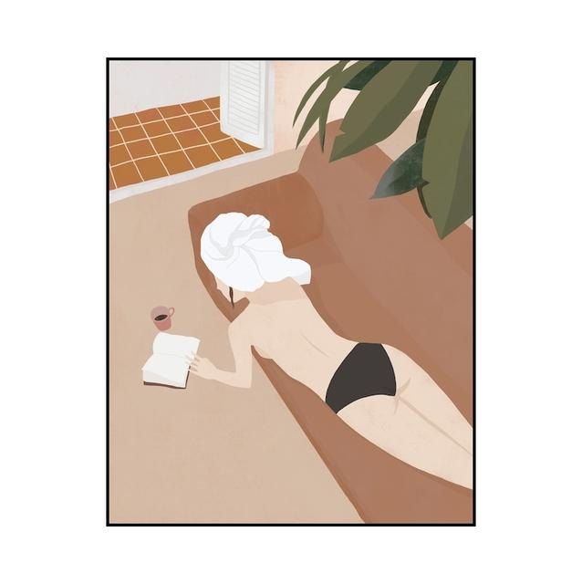 Boho Girl Wall Art Posters Tropical Leaves Abstract Canvas Painting and Prints Pictures for Living Room Home Decor No Frame