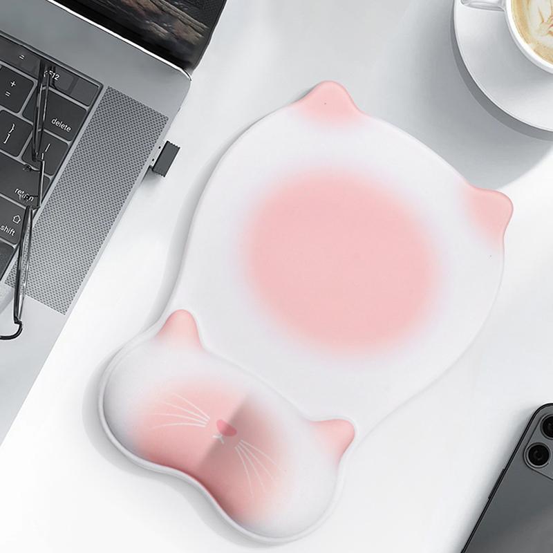 1Pc Cat-Shaped Mouse Pad, Non-Slip Silicone Wrist Rest, Computer Office Silicone Wrist Rest, Cute And Non-Slip