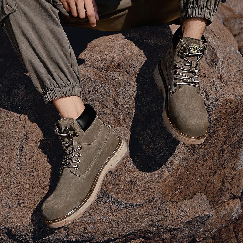 New Men's Mid-Top British Style Genuine Leather Autumn and Winter Worker Boot Men's Boots High-Top Worker Boots Worker Boot