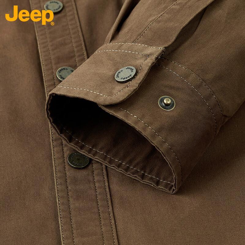 JEEP Men's Washed Cotton Long Sleeve Work Shirt