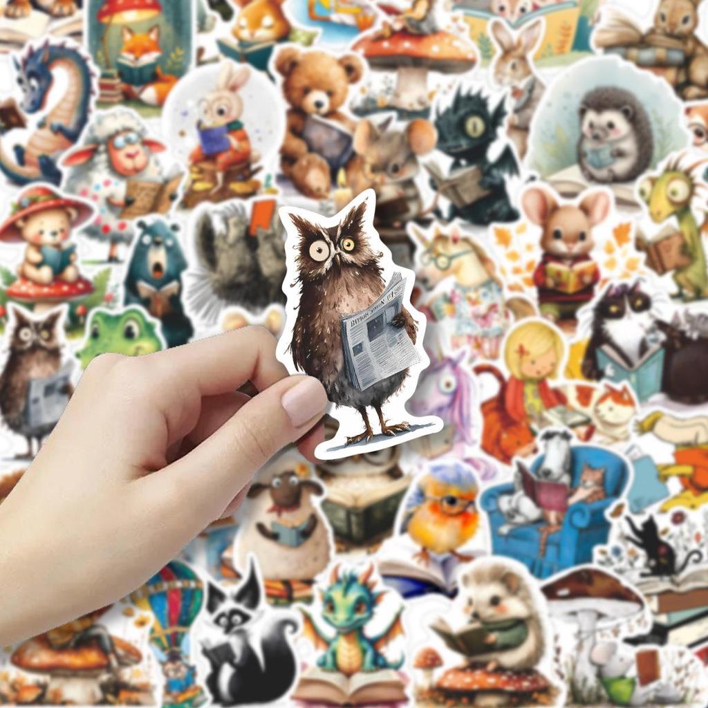 50 Animal Stickers for Reading Glasses, Notebooks, Phones, Suitcases, DIY Journals