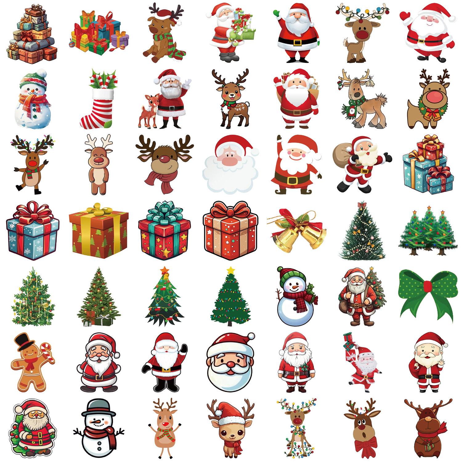 

50 New Christmas Doodle Stickers Party Decoration Guitar Notebook Suitcase DIY Waterproof