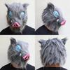 Unique Dark Gray And Beige Demon Slayer Kimetsu No Yaiba Hashibira Inosuke Pig Cosplay Mask For Adult Wear