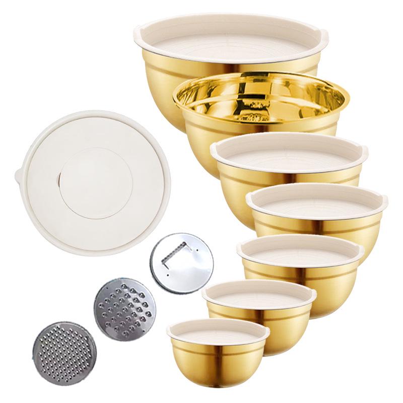 Stainless Steel Mixing Bowl with Lid & Non-slip Silicone Base