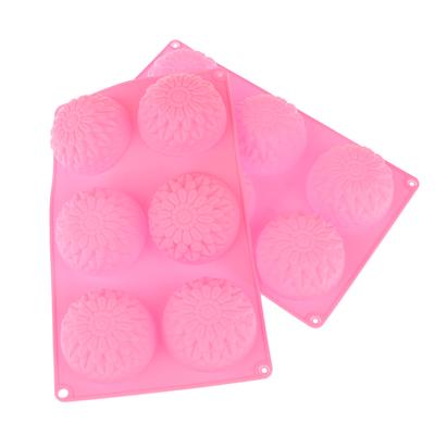 3D Chrysanthemums Silicone Mold Diy Flowers Soap Candle Molds Sunflower Cake Decoration Tools 6 Grids Resin Mold