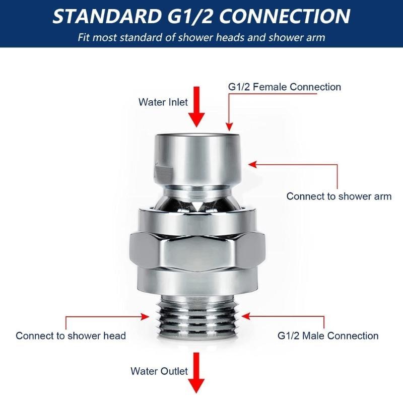 Shower Head Balls Adapter Brass Adjustable Shower Arm Connector Brass Shower Connector Balls Joint Easy to Install