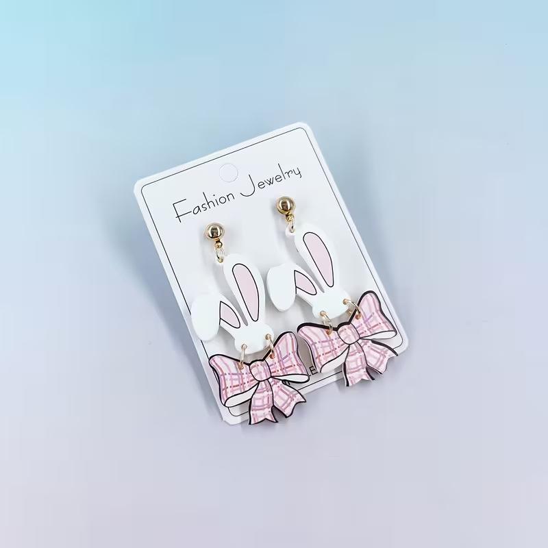 Cross-border hot-selling cute rabbit ear earrings creative Easter sweet small fresh versatile bow earrings
