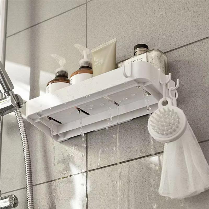 Good-Self-Adhesive Bathroom Storage Rack For Shampoo, Body Wash, And Cosmetics - Wall-Mounted Organizer Shelf
