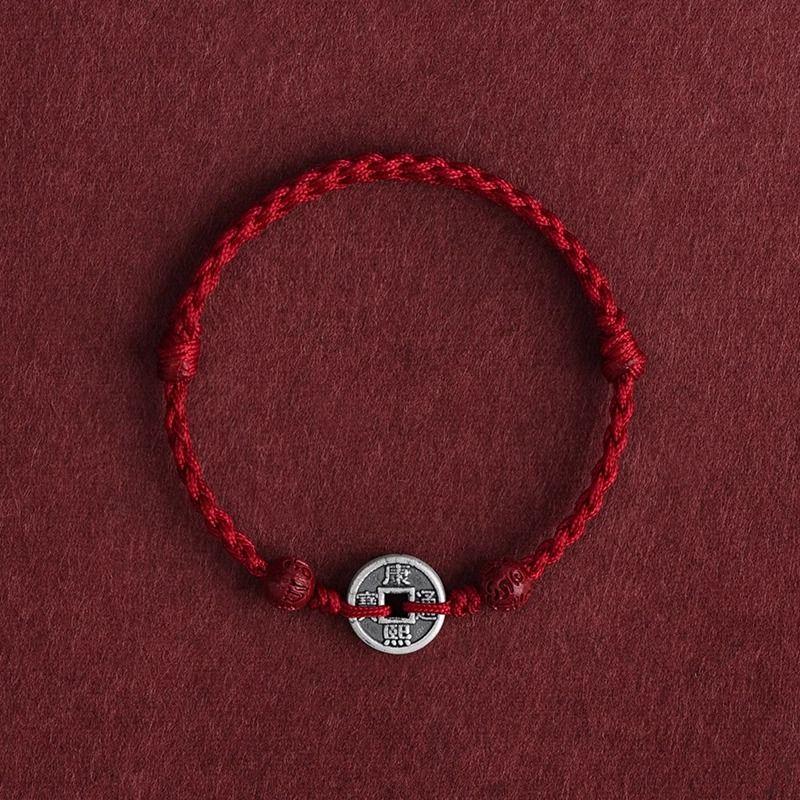 

Гора 999 Чистое Серебро Династия Цин Монеты Пяти Императоров Браслет из Красного Шнура Мужской и Женский На Удачу Безопасная Монета Несущий Шнурок Подарок на День Матери Kangxi bracelet (wine red rope)