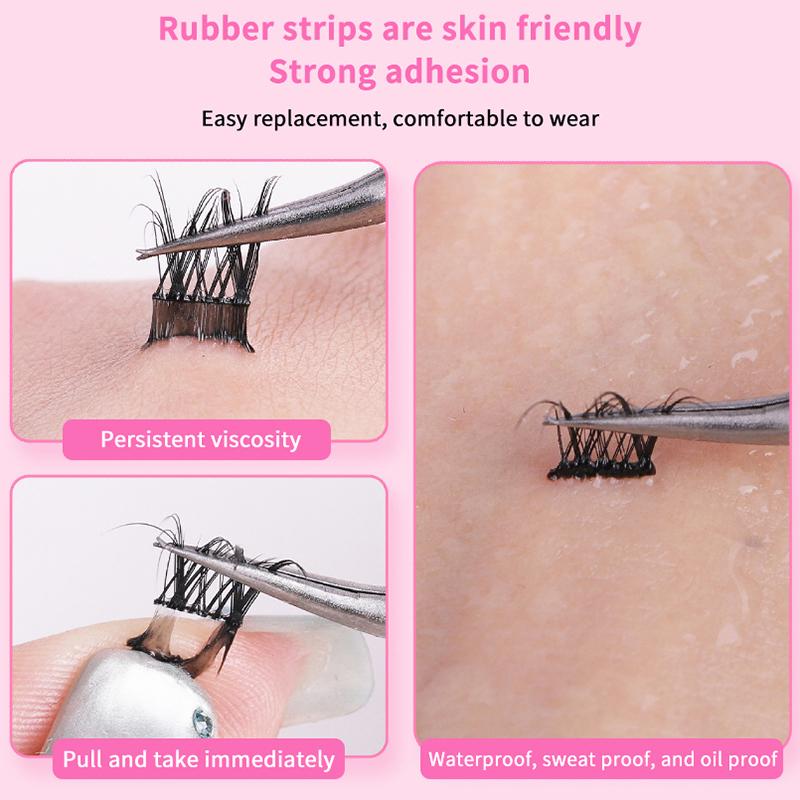 144/200Pcs False Eyelashes Glue Strips, Black Glue-Free Jelly Self-Adhesive Eyelashes Strips, False Eyelashes Makeup Tools