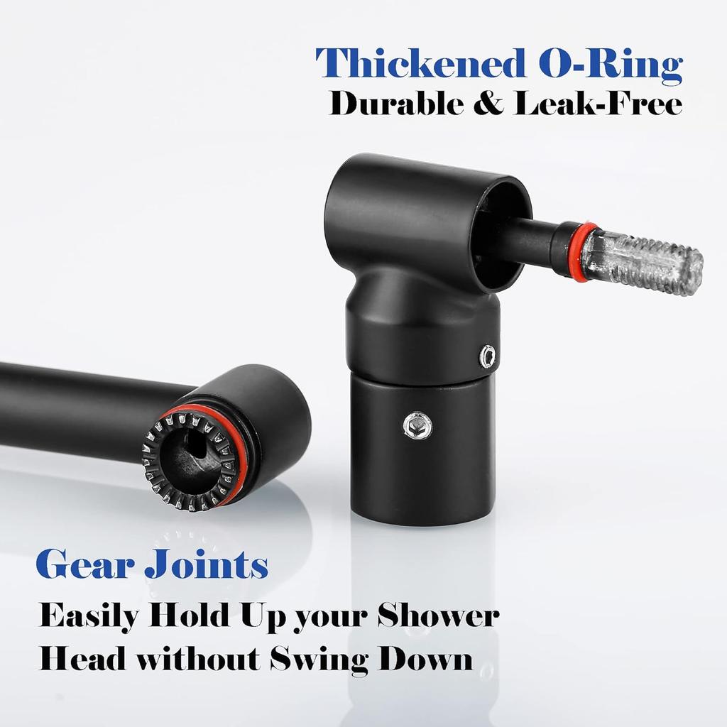 Shower Head Extension Arm - 13'' Shower Arm Extension for Rain & Handheld Shower Head, Height and Range Adjustable, Shower Extension Arm with Locking