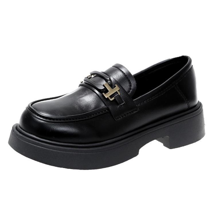 [Youshilai] Height-increasing thick-soled small leather shoes for women's 2025 autumn new British style shallow mouth one-pedal loafers