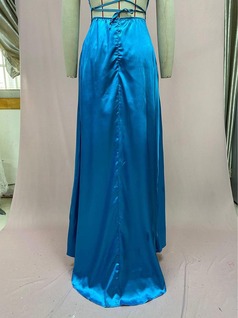 2025 Dlouhé zeštíhlující šaty pro družičky s odhalenými rameny - Jednobarevné evropské a americké večerní módy