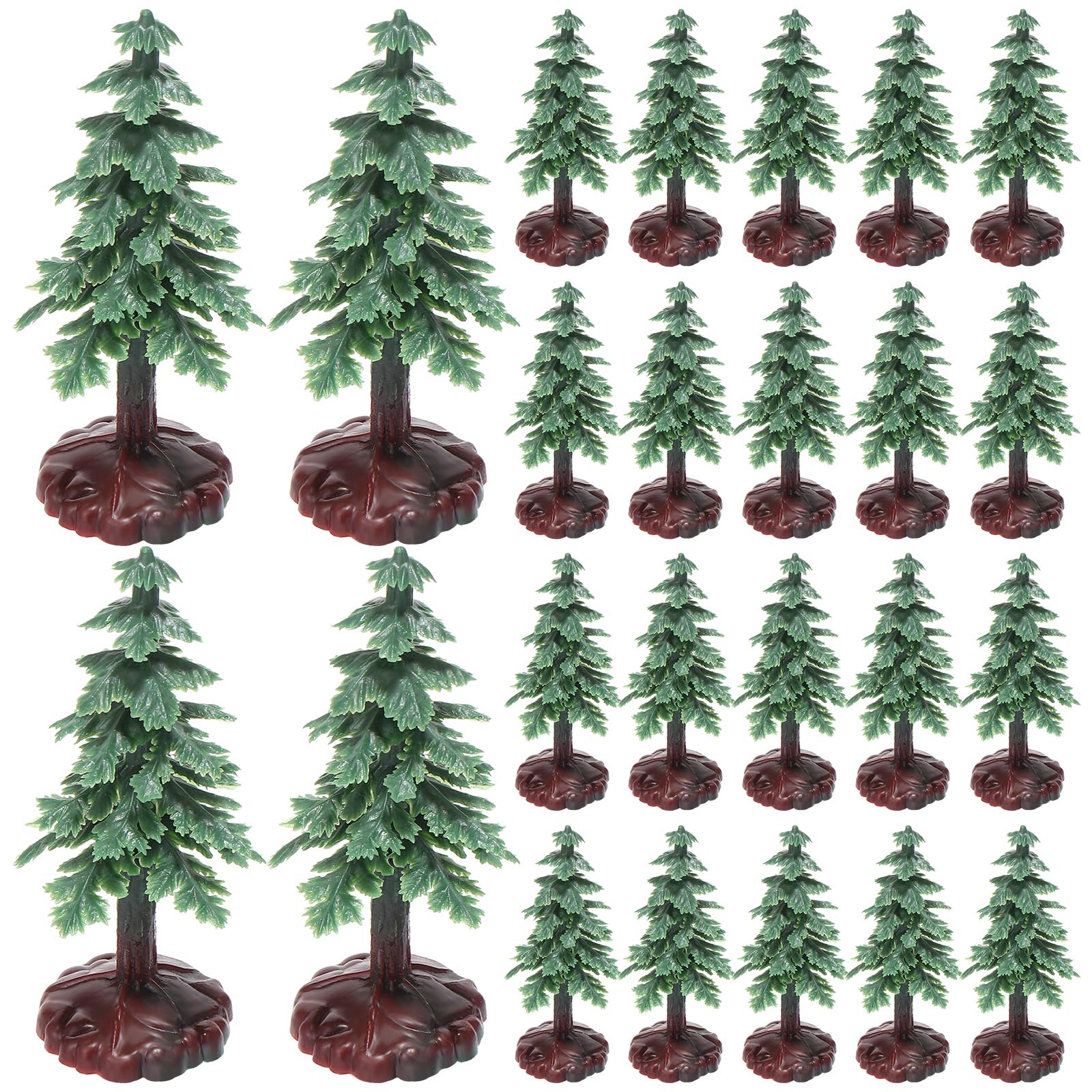 24Pcs Christmas Tree Cake Topper Evergreen Trees Pine Tree Figurines Village Christmas Trees Bottle Brush Trees Plastic Sisal Tr