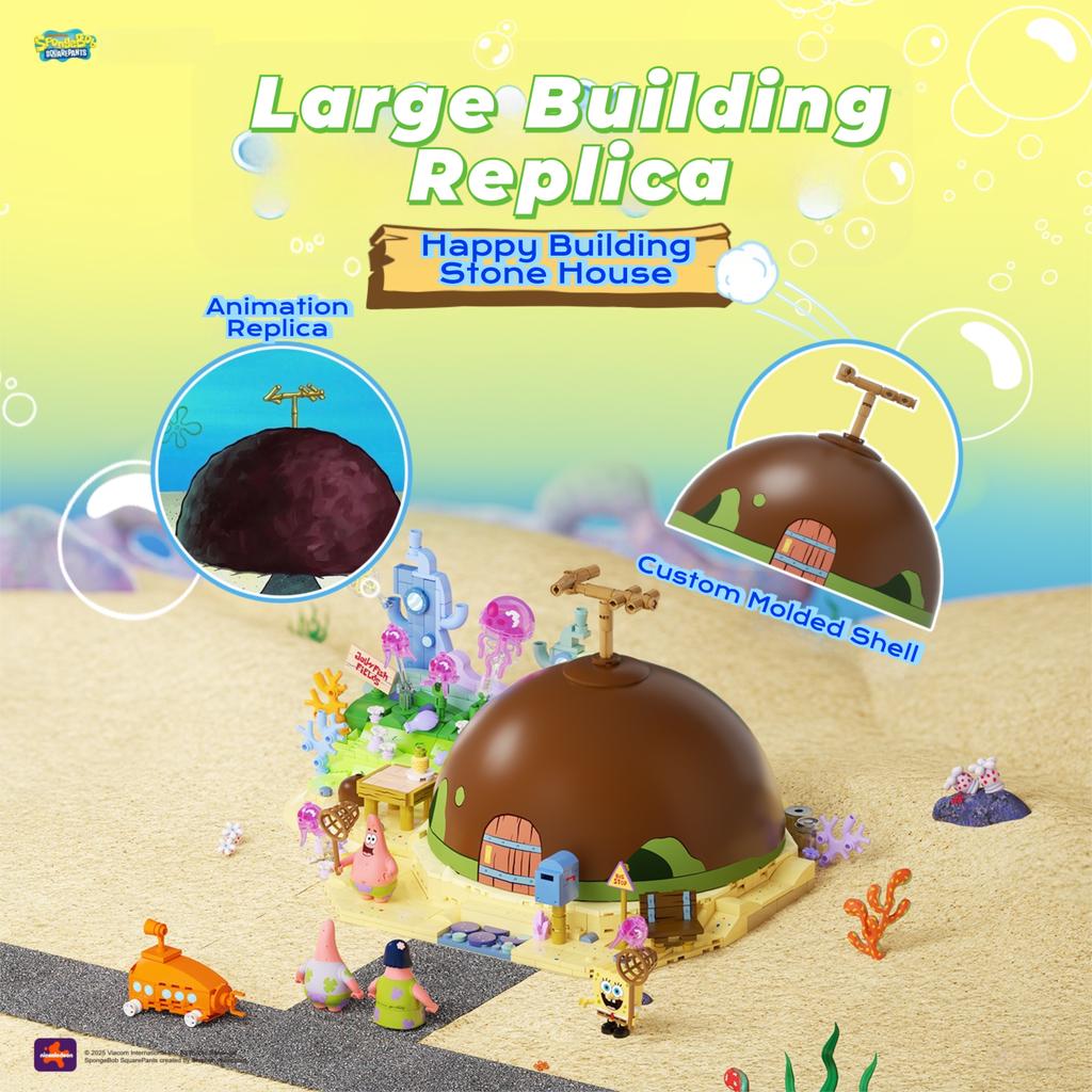 Non-Toxic Patrick Star Rock House Building Blocks Spongebob Squarepants Series Cartoon Model Bricks Desktop Collectible Ornaments Kids Toy