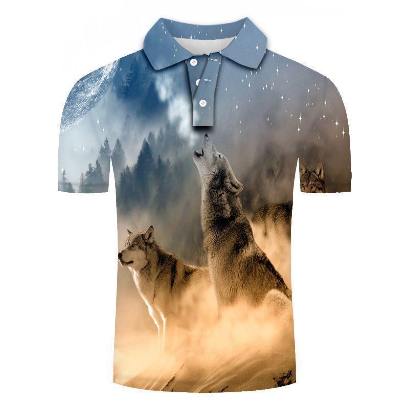 Christmas reindeer polo shirt, animal-themed men's short-sleeved collared top, trendy style