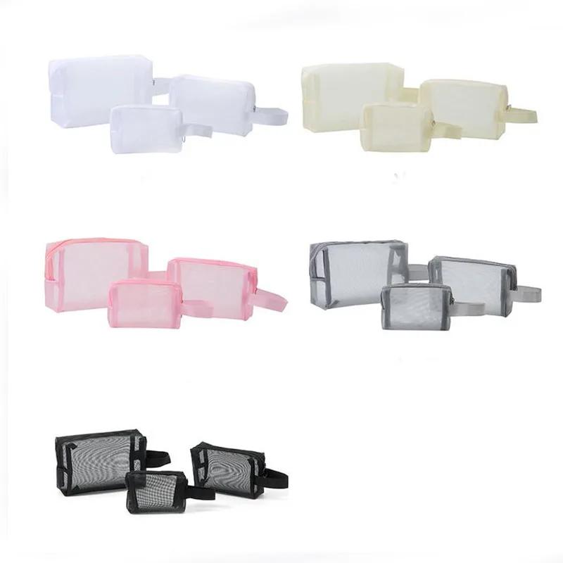 Large Capacity Mesh Makeup Bag Makeup Storage Pouch 1PC Black Layer Travel Cosmetic Bag Travel Toiletries Cosmetic Storage Bags