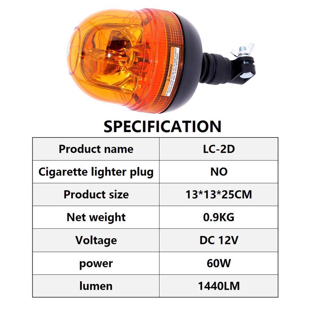 Rotating Strobe Light for Engineering and Agricultural Vehicles