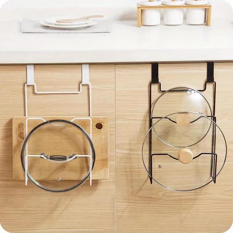 Portable Wall Mounted Pot Cover Rack Suspension No Punching Required Lid Rack Space-Saving Storage Rack Kitchen Organization