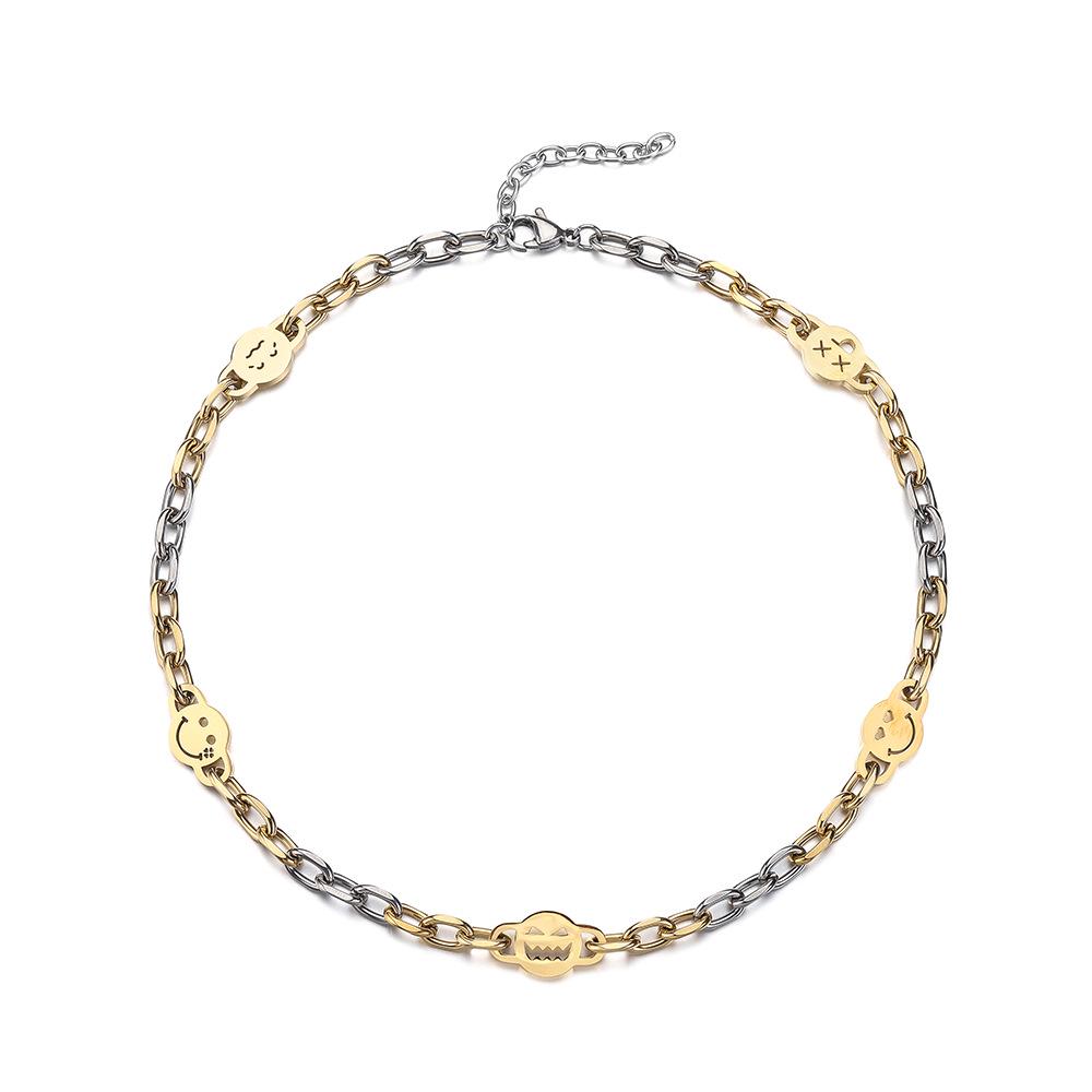 

Минималистичное ожерелье-смайлик из титановой стали - Унисекс уличная хип-хоп ключичная цепочка