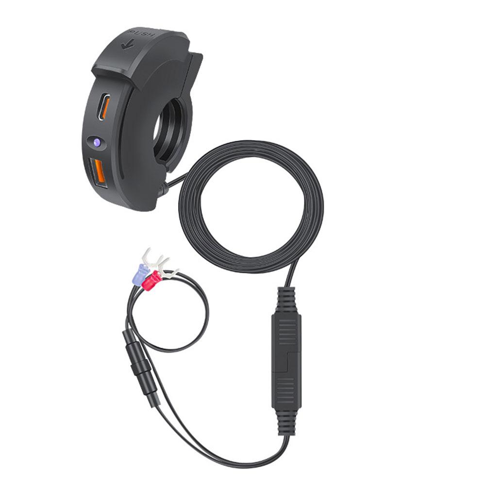 

12-24 В Мотоциклетный Руль Быстрая Зарядка QC3.0 Интеллектуальная Система Защиты USB Водонепроницаемый TYPE-C+PD Базовый Монтажный Кронштейн чёрный