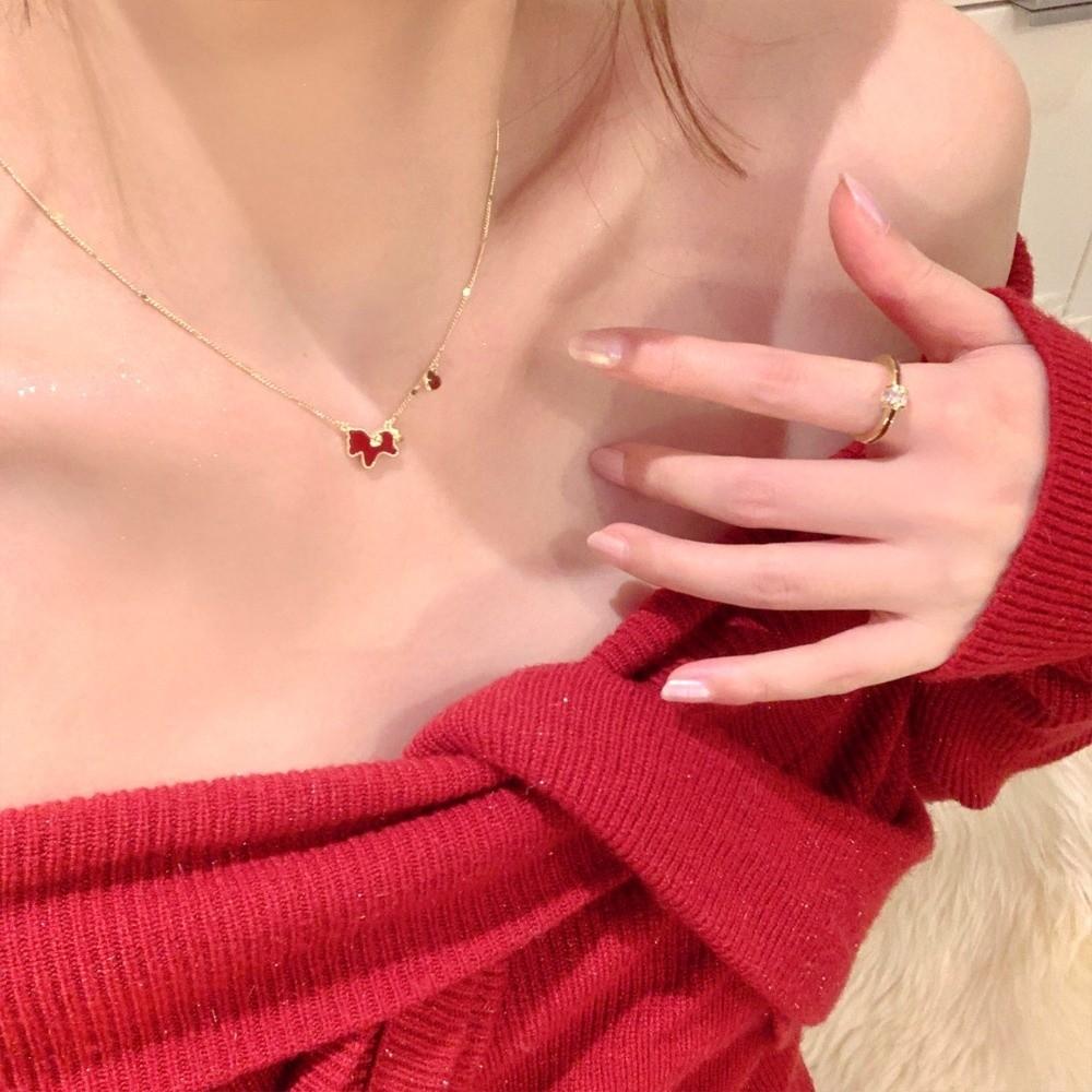Zodiac Horse Pendant Necklace Cute New Year Collarbone Chain Red Pony Necklace New Year Gift