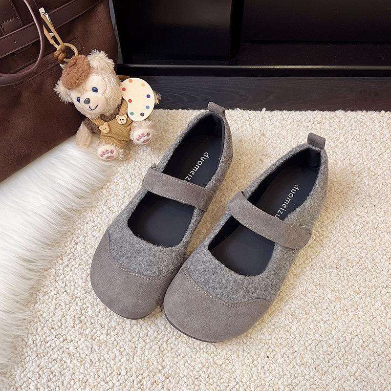 

Серые Низи с круглым носком, туфли-лодочки на плоской подошве с легким ароматом, женские, новые осенне-зимние 2025 года, на мягкой подошве, туфли Мэри Джейн для юбки 40 серый