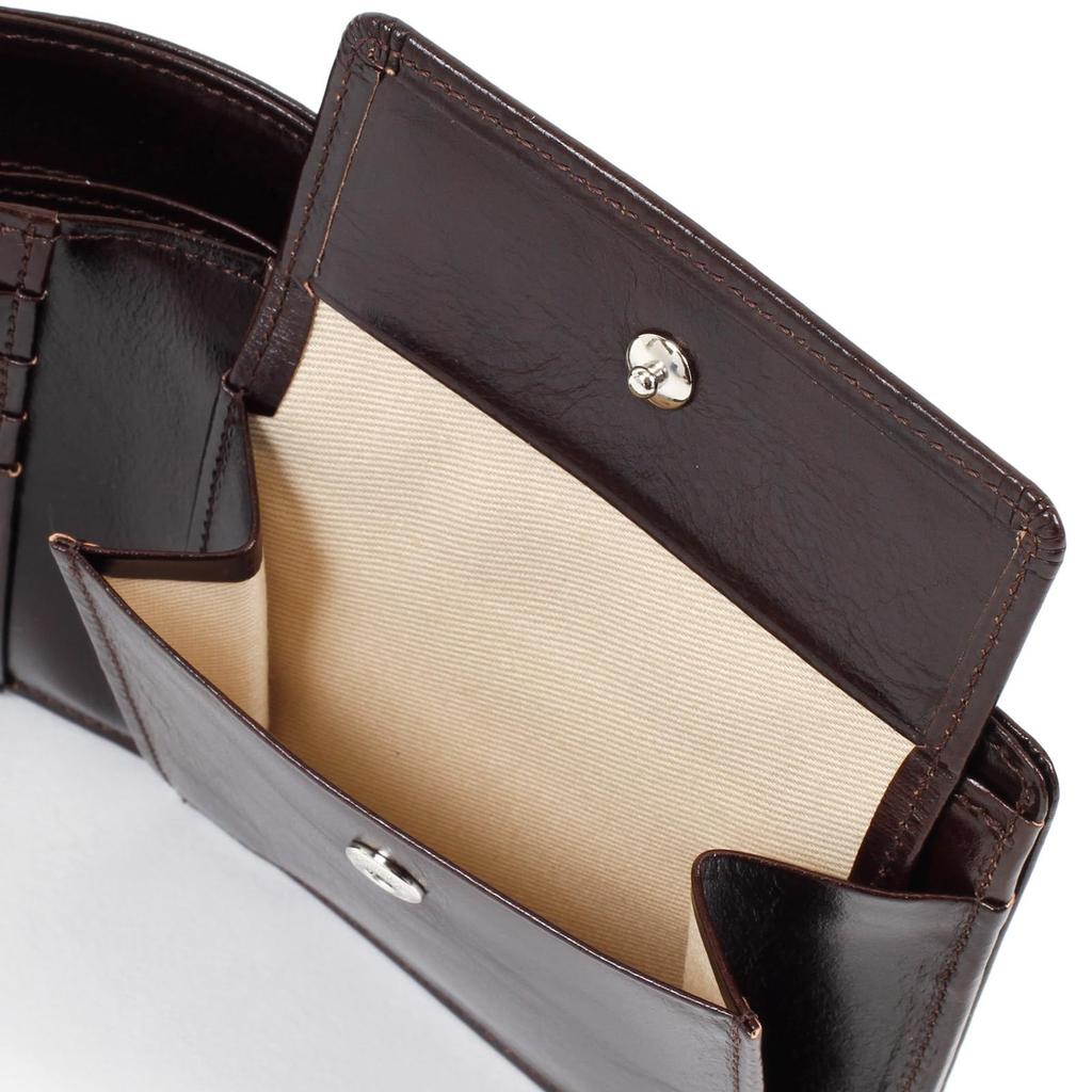 Geldbörse aus feucht strukturiertem Rindsleder PH0781 Chocolate 62621 [Kitamura] zweifach faltbar [Braun]