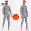 Thermal Pajamas 2 Pcs/Set Unisex Winter Warm Underwear Set Round Neck Slim Fit Long Sleeve Solid Color Thick Fleece Lined Soft Elastic Sport