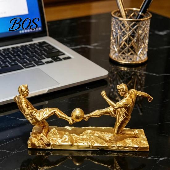 Soccer Desktop Decoration Player Statue, 3D Printed 2 Men Playing Figurine, Sports Football Figurine Collectible Table Sculpture for Home, Office
