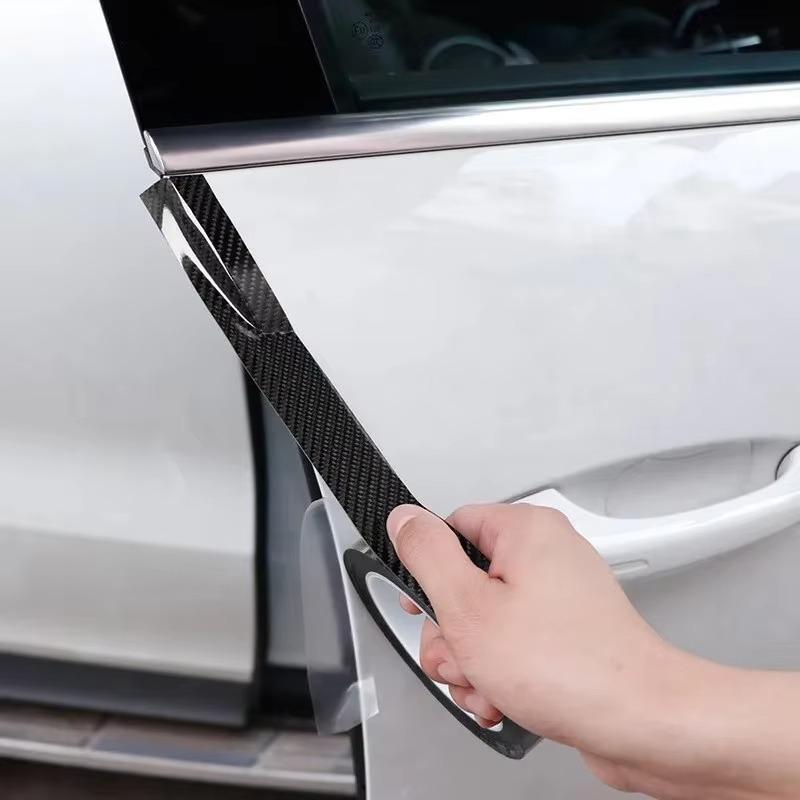 1 Roll Carbon Fiber Car Sticker Auto Door Trunk Protective Strip Threshold Anti Scratch Tape Waterproof Decal Car Door Protector