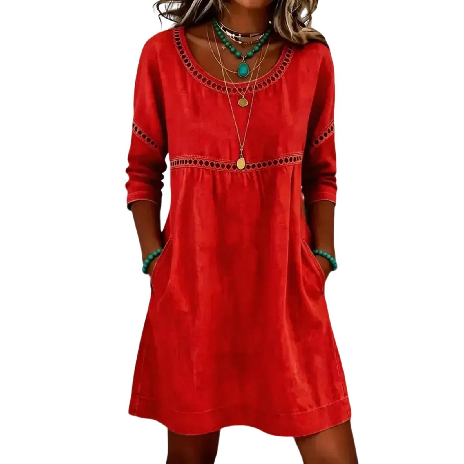 Women s fashionable loose casual dress XL красный