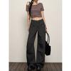 American-Style Small Light Cargo Pants Women's Summer 2025 New Arrival Large Pocket Ruched Summer Loose Feeling Wide-Leg Pants