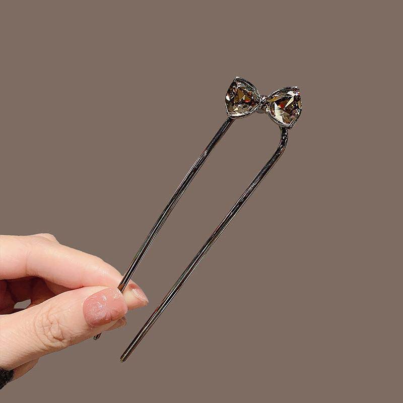 Modna Czarna Kryształowa Spinka do Włosów w Kształcie Liścia i Kwiatu w Kształcie Litery U dla Kobiet Metalowe Patyczki do Włosów w Stylu Chińskim Biżuteria Akcesoria do Włosów