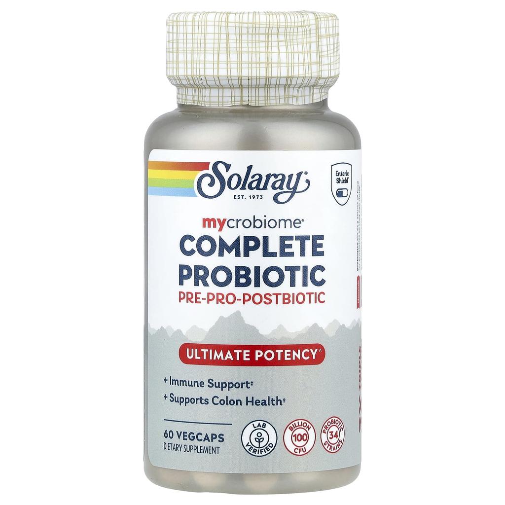 SOLARAY Mycrobiome®, Complete Probiotic, Maximum Potency, 60 Veggie Capsules